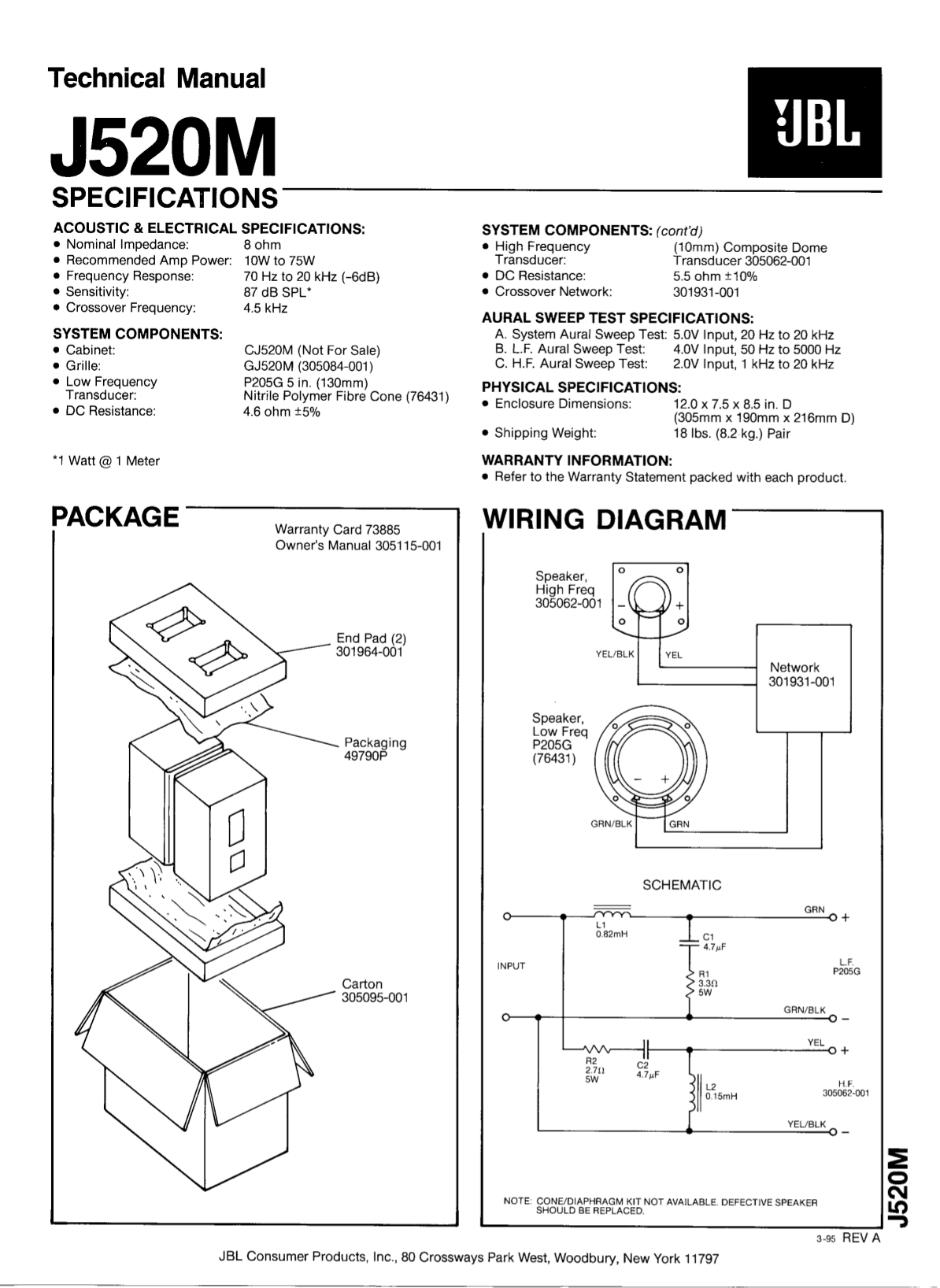 PDF manual for JBL Speaker J520M